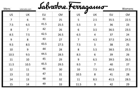 salvatore ferragamo shoe size chart.